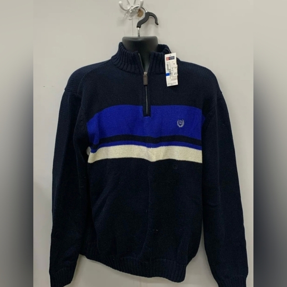 Chaps Men's Navy and Royal Blue Zip-Up Sweater Size XL NWT MSRP $69.50 - Picture 2 of 6
